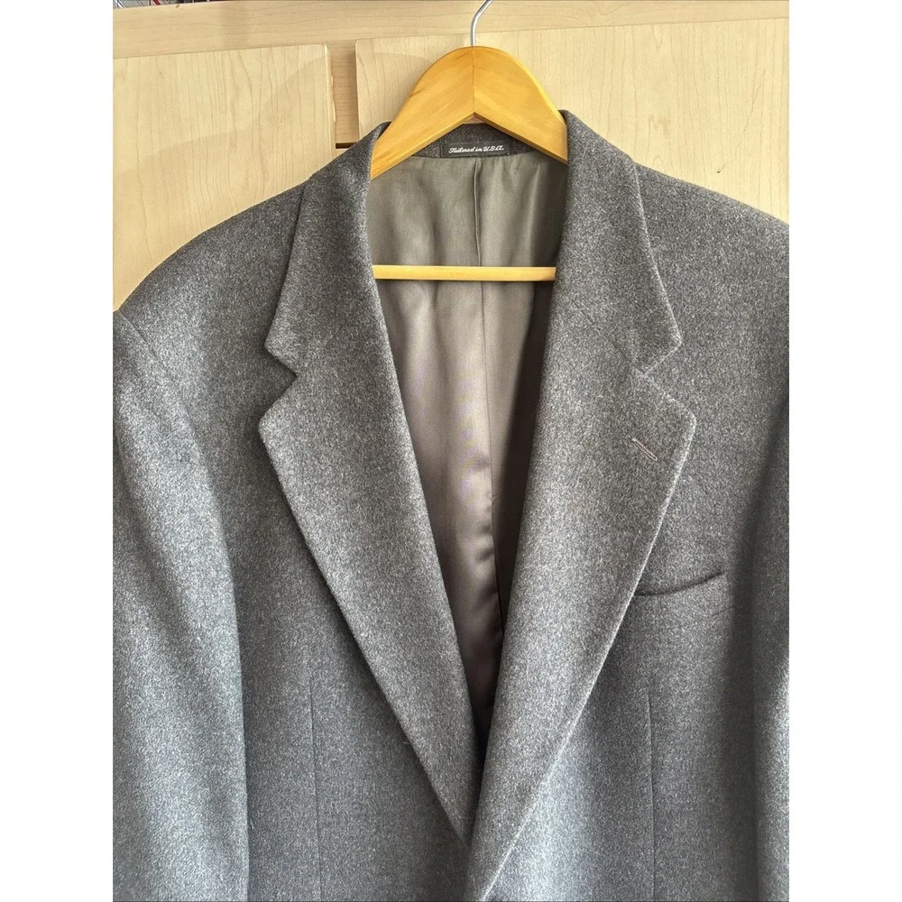 Club Room Mens 44L Blazer 100% Camel Hair Coat Charcoal Gray Two Button Jacket